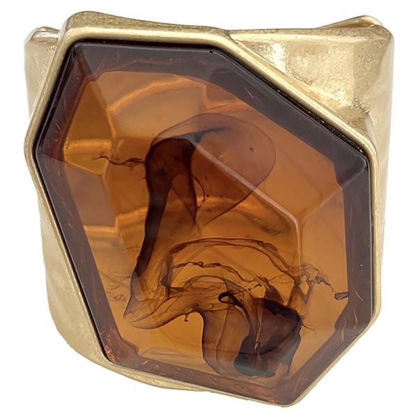 Metal Faceted Geometric Cabochon Cuff Bracelet