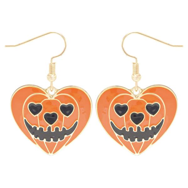 HEART PUMPKIN FISH HOOK EARRING