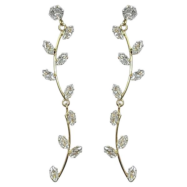 CZ CURVED VINE LEAF EARRING