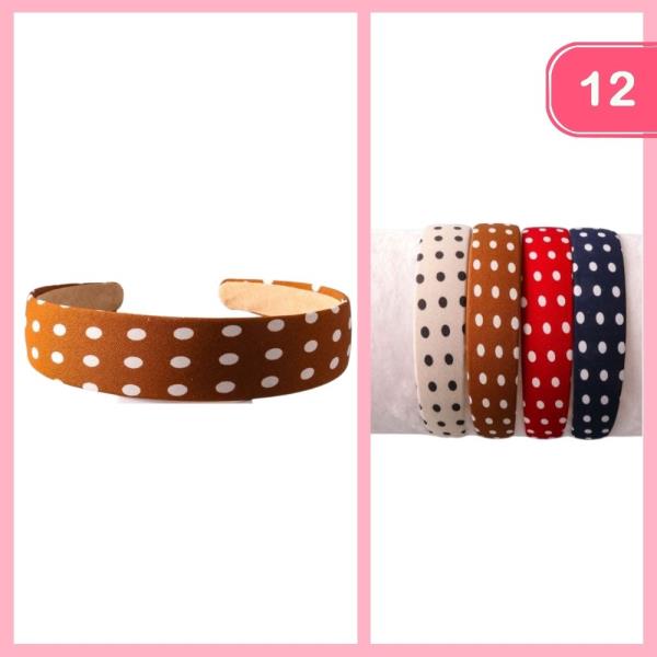 Polka Dot Silk Wide Headband (12 Units)