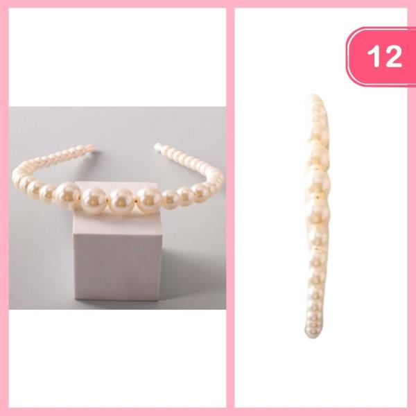 Graduated Pearl Beaded Headband (12 Units)