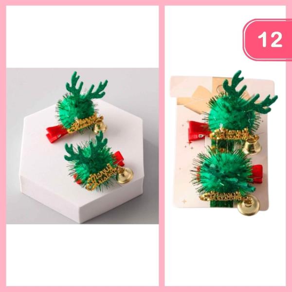CHRISTMAS ANTLER POM CLIPS (12 UNITS)