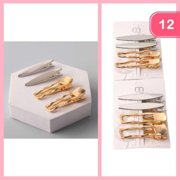 Mix Wavy Geometric Alligator Clip Set (12 Units)