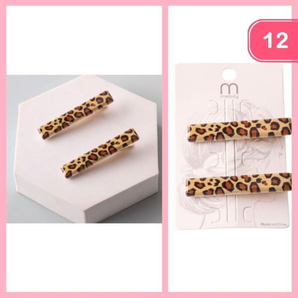 Cheetah Print Bar Clip Set (12 Units)