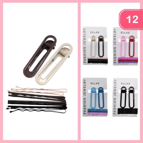 Hollow Snap Hair Clip Bobby Pin Set (12 Units)