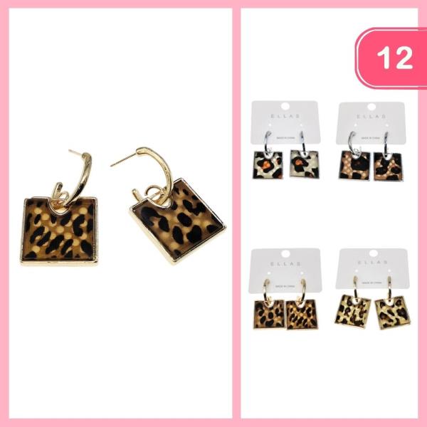 Leopard Pattern Dangle Earring (12 Units)
