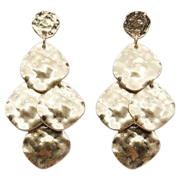 HAMMERED METAL CASCADING DISC DROP EARRING