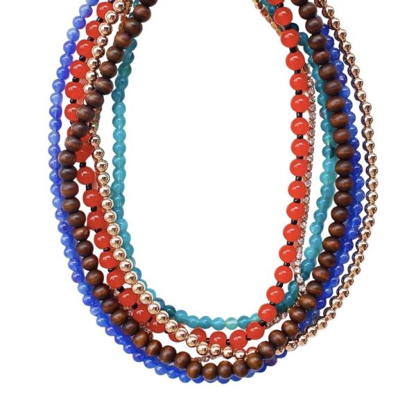 Metal Bead Multi Strand Layered Necklace