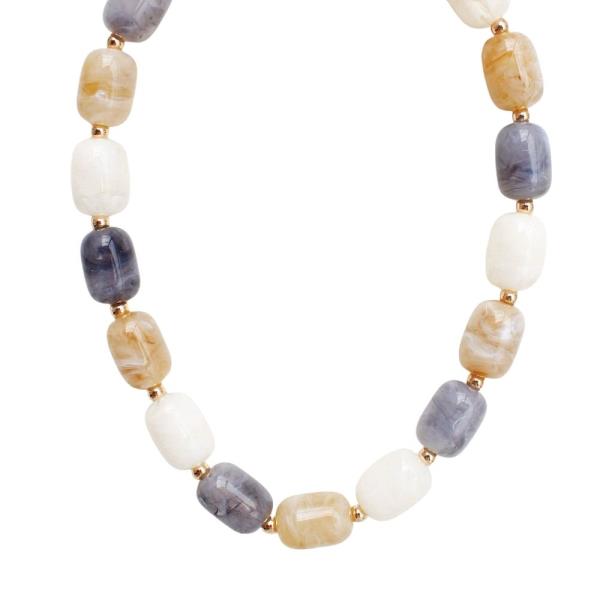 Marbled Oval Bead Necklace
