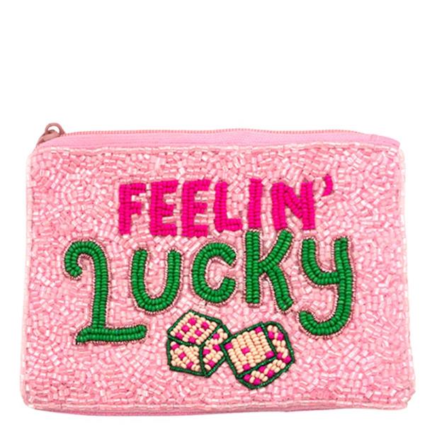 SEED BEAD FEELIN LUCKY DICE COIN PURSE BAG