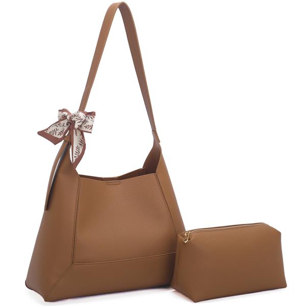 2IN1 TEXTURED RIBBON SCARF SHOULDER HOBO BAG