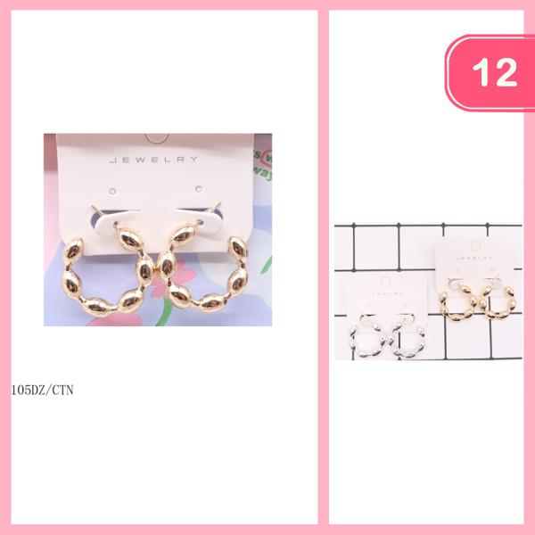 Beaded Metal Hoop Earring (12 Units)
