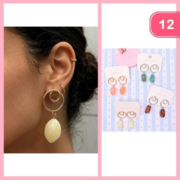Spiral Teardrop Stone Earring (12 Units)