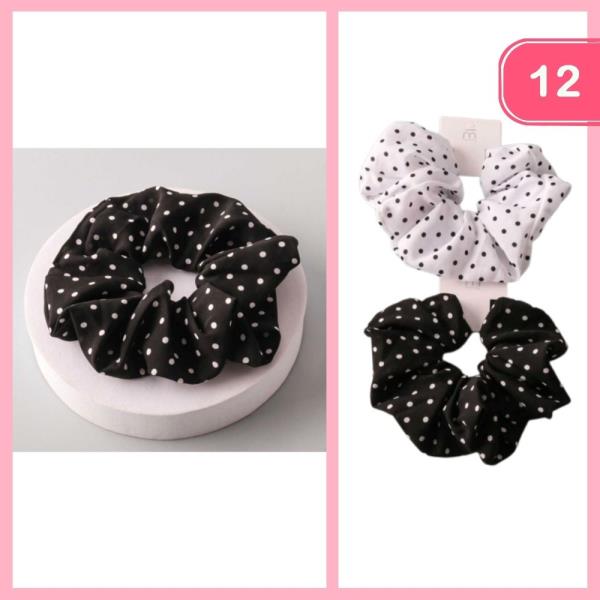 Polka Dot Large Hair Scrunchie (12 Units)
