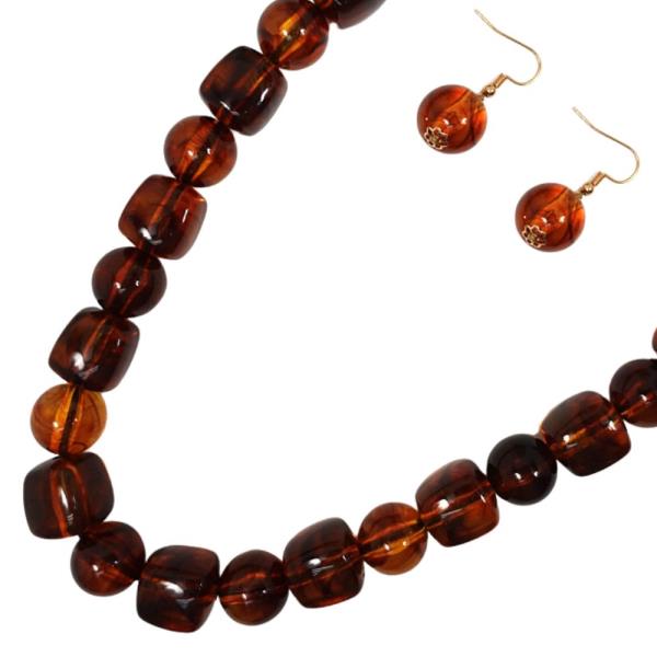 Square Beaded Necklace Earring Set