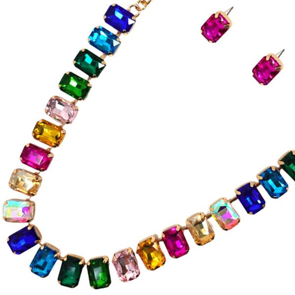 BAGUETTE TENNIS CHAIN W GLASS SET