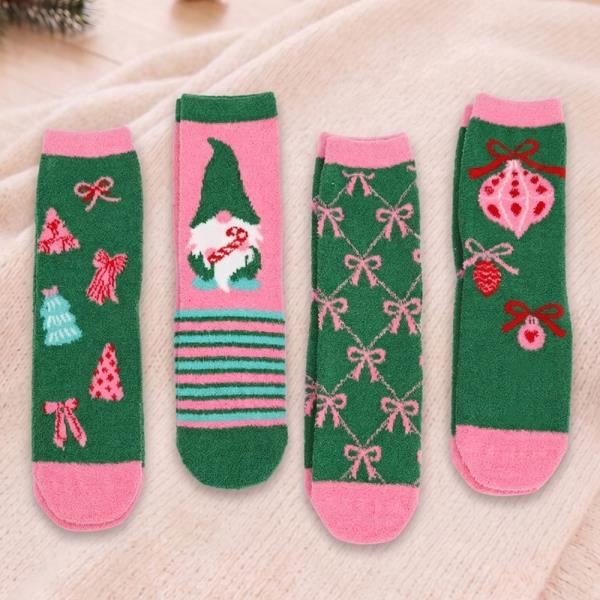 MULTI CHRISTMAS FUZZY CREW SOCKS (12 UNITS)