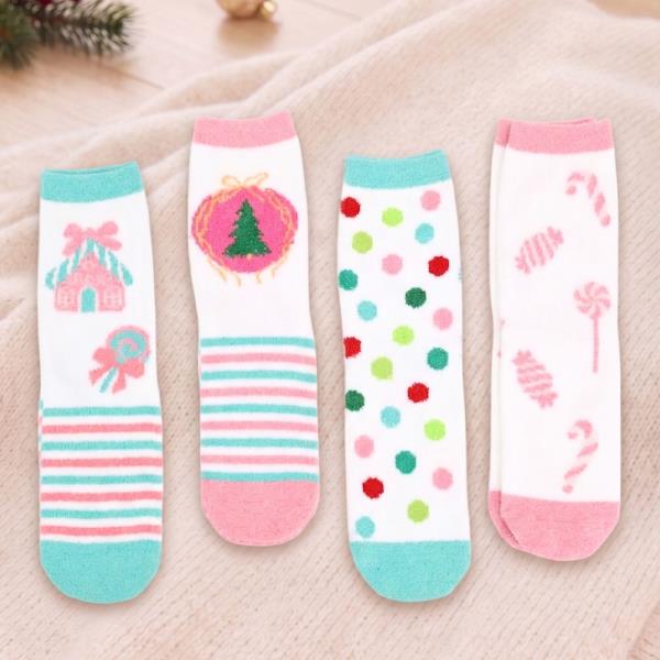 MULTI CHRISTMAS FUZZY CREW SOCKS (12 UNITS)