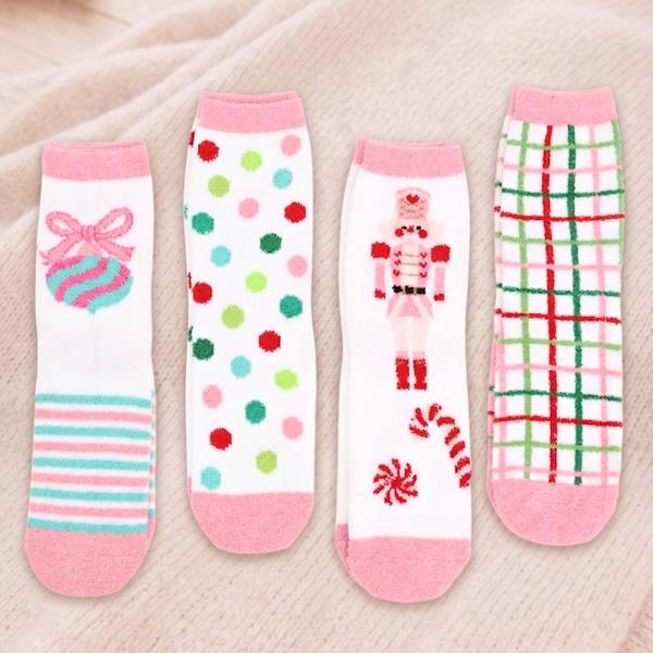 MULTI CHRISTMAS FUZZY CREW SOCKS (12 UNITS)