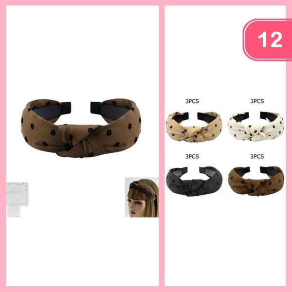 Flower Pattern Knotted Headband (12 Units)