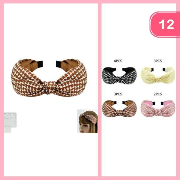 Knotted Houndstooth Pattern Headband (12 Units)