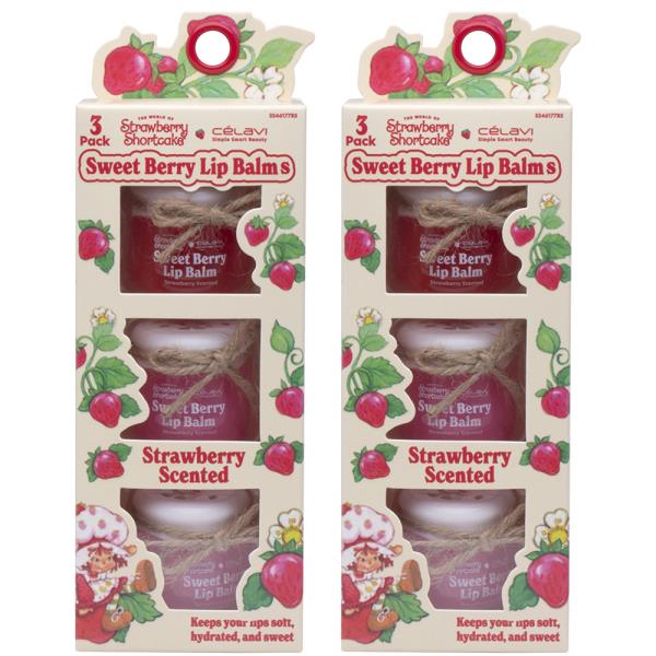 CELAVI X STRAWBERRY SHORTCAKE 3PC SWEET BERRY SCENTED LIP BALMS (2 UNITS)