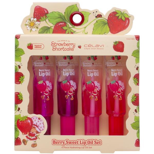 CELAVI X STRAWBERRY SHORTCAKE BERRY SWEET 4PC HYDRATING LIP OIL SET