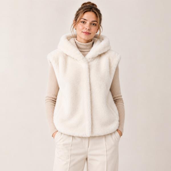 Fur Vest W Hood