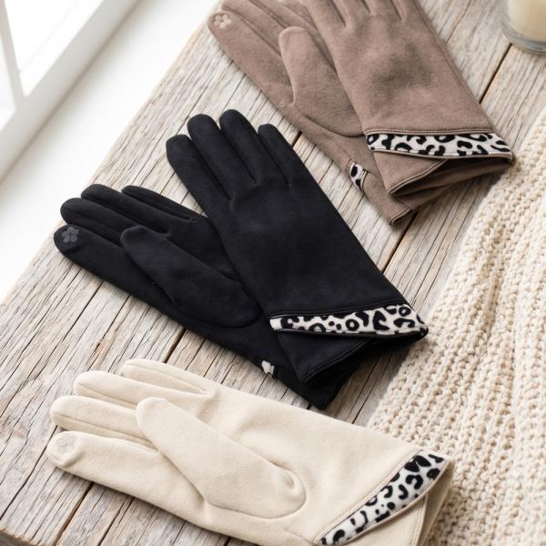 LEOPARD ACCENT TOUCHSCREEN GLOVES