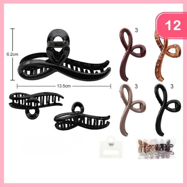 BOW SHAPE HAIR CLAW CLIP (12 UNITS)
