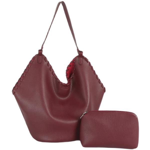 2IN1 Whipstitched Shoulder Hobo Bag W Pouch Set