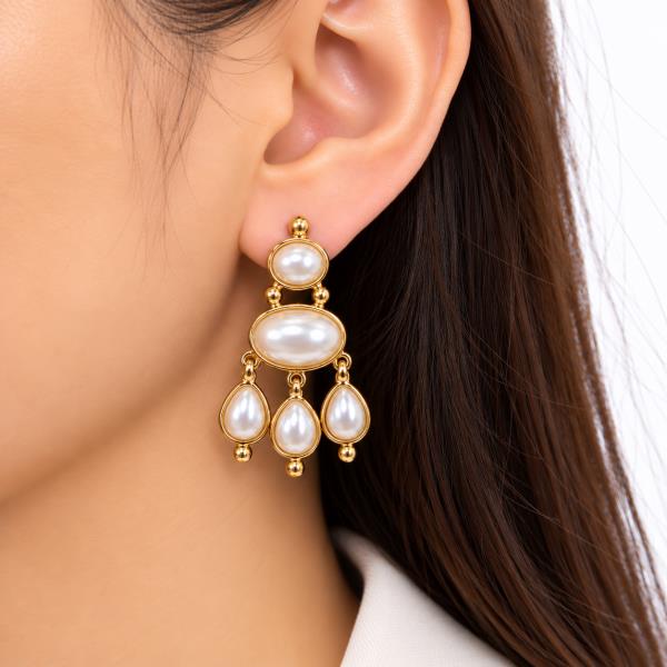 SODAJO Gold Dipped Pearl Chandelier Drop Earring