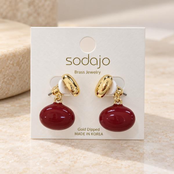 GOLD DIPPED OVAL BEAD DANGLE EARRING
