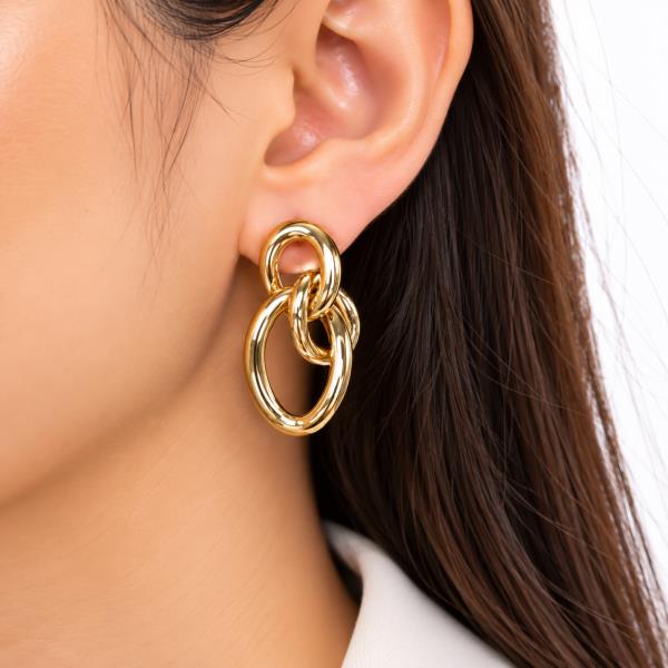 SODAJO Gold Dipped Interlocking Ring Drop Earring