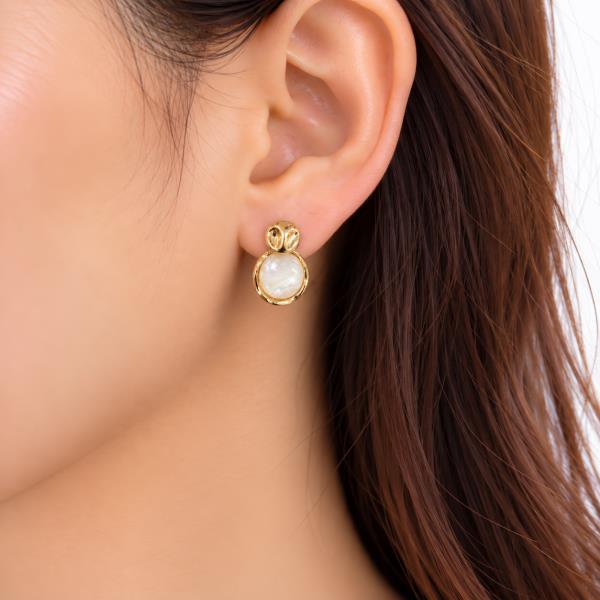 SODAJO Gold Dipped Pearl Round Dangle Earring
