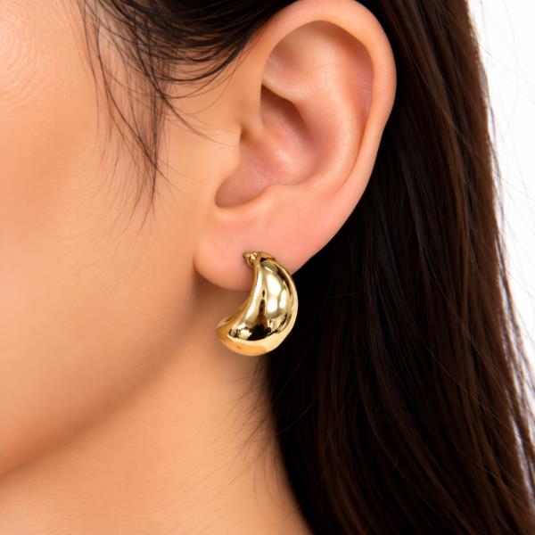 SODAJO GOLD DIPPED PUFFY CRESCENT HOOP EARRING