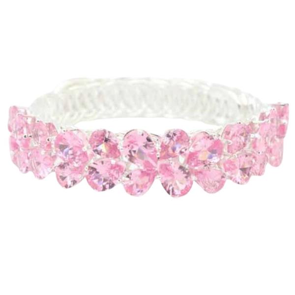 Crystal Stone Teardrop Flower Stretch Bracelet