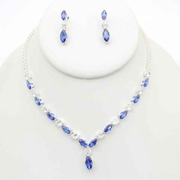 Pearl Crystal Rhinestone Leaf Necklace Earring Set