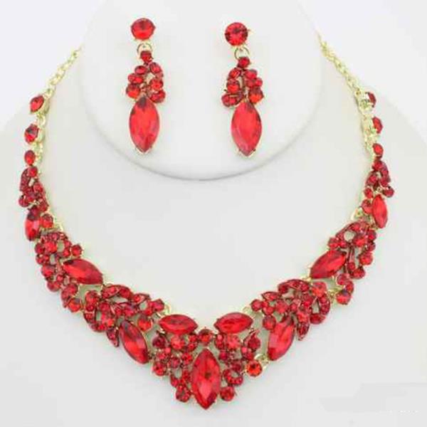 Crystal Rhinestone Marquise Necklace Earring Set