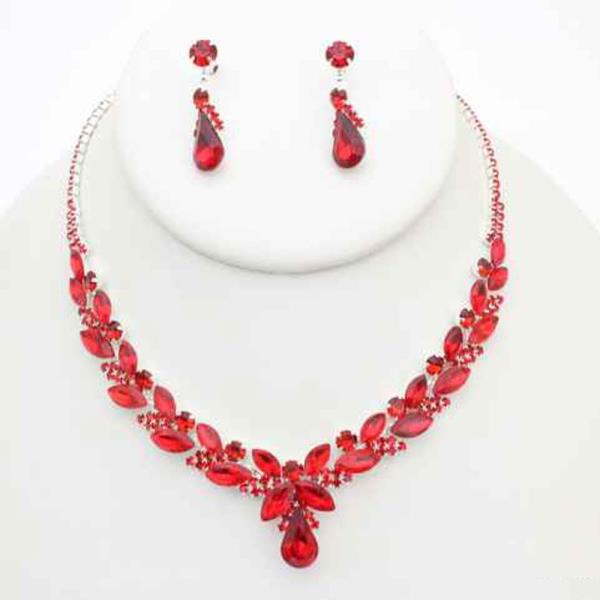 Crystal Rhinestone Teardrop Necklace Earring Set