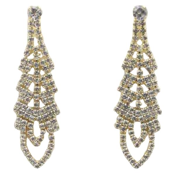 Rhinestone Layered Teardrop Chandelier Drop Earring