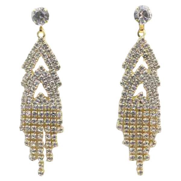 RHINESTONE CHEVRON FRINGE DROP EARRING