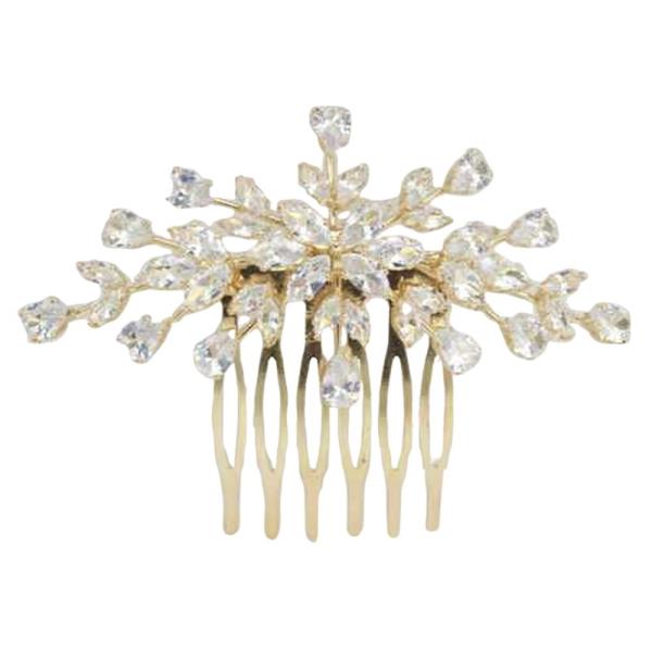 CZ MARQUISE FLORAL SPRAY HAIR COMB