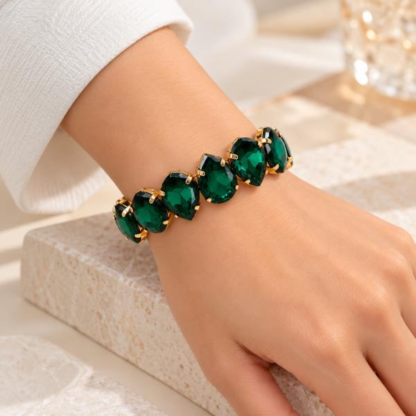 CRYSTAL STONE OVAL STRETCH BRACELET