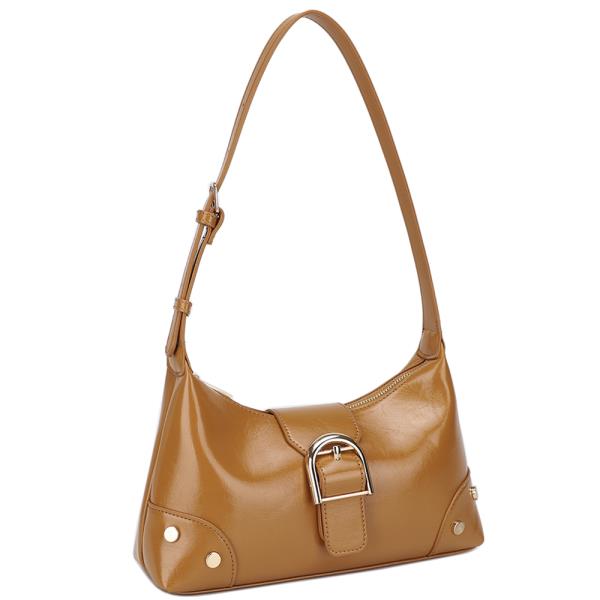Smooth Textured Buckle Design Shoulder Bag