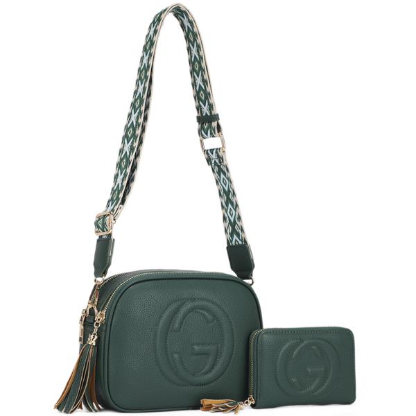 2IN1 Textured Design Crossbody W Wallet Set