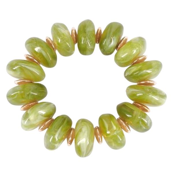 MARBLED CHUNKY BEAD STRETCH BRACELET