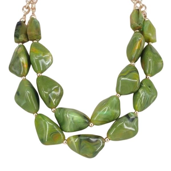 Marbled Chunky Bead Double Strand Necklace