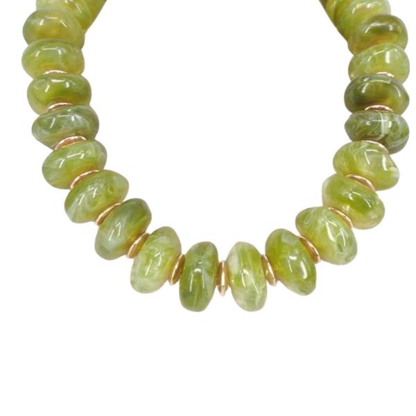 Rondelle Bead Metal Spacer Necklace Earring Set