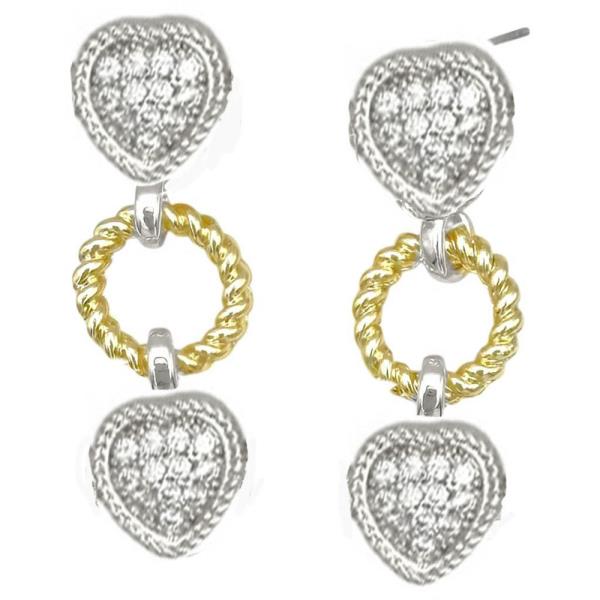 2TON DANGLE CZ HEART PAVE DROP EARRING